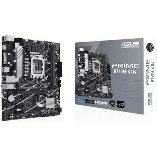 ASUS PRIME B760M-K D4 Raptor Lake Socket LGA 1700 Micro-ATX Motherboard ASUS PRIME B760M-K D4 Raptor Lake Socket LGA 1700 Micro-ATX Motherboard